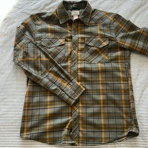 LL bean men’s medium plaid flannel snap down M